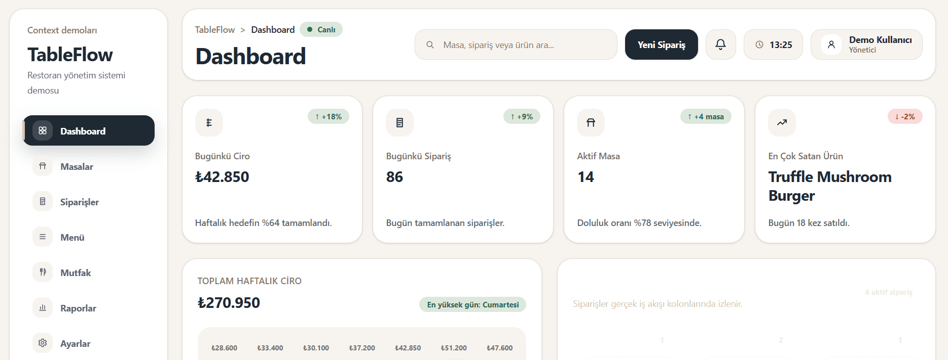 TableFlow dashboard screenshot inside a MacBook mockup